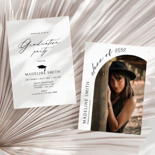 Minimalistisch Arch Foto Hat Tassel Abschluss Einladung