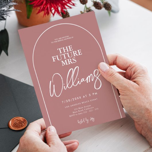 Minimalistisch Arch Marsala Einfaches Brautparty Einladung