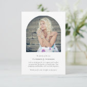 Minimalistisch Arch Memorial Foto Beileid Beerdigu Dankeskarte (Stehend Vorderseite)