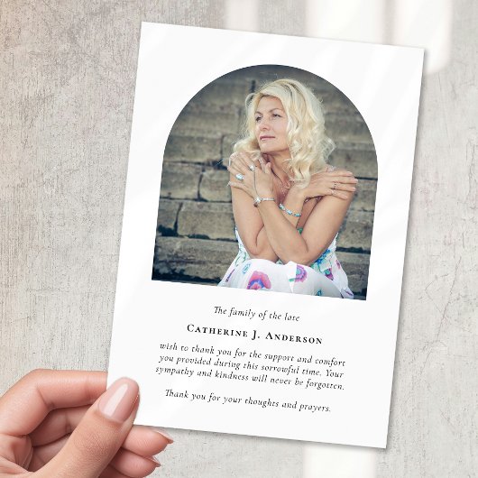 Minimalistisch Arch Memorial Foto Beileid Beerdigu Dankeskarte