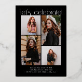 Minimalistisch Arch Modern  Abschluss mit 5 Fotos Folieneinladung (Rückseite)