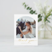 Minimalistisch Arch Wedding Foto Vielen Dank Postkarte (Stehend Vorderseite)