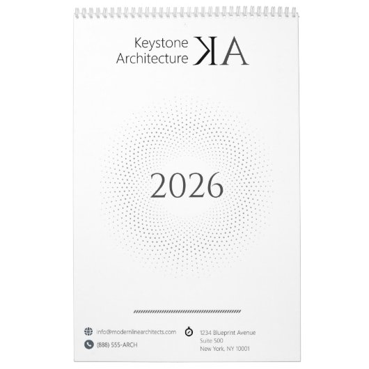 Minimalistisch Architekt Modernes B&W 2026 Kalender (Titelbild)