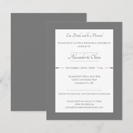 Minimalistisch Arrows Probe Dinner | Grau Einladung (Vorne/Hinten)