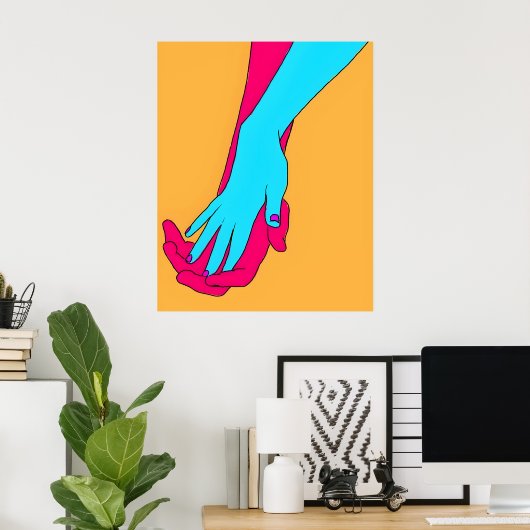 Minimalistisch Art Abstrakt Hands Geometric Poster (Heimbüro)