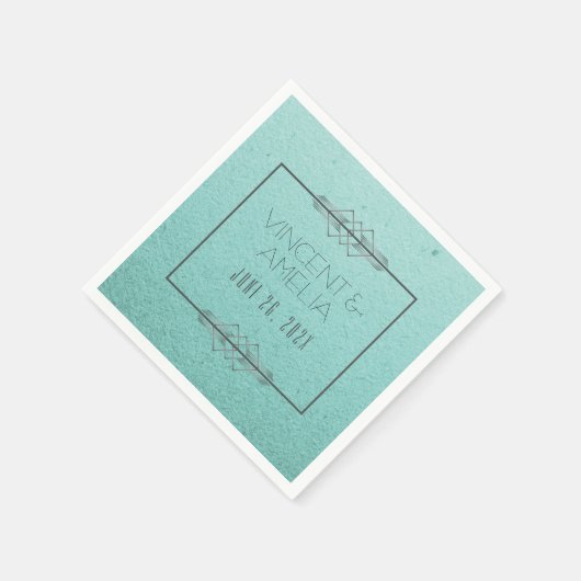 Minimalistisch Art Deco Blue Custom Wedding Paper Serviette (Ecke)