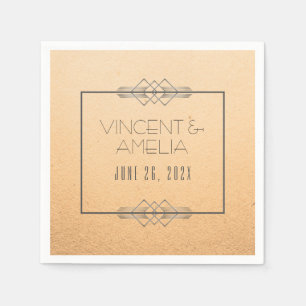 Minimalistisch Art Deco Peach Custom Wedding Serviette