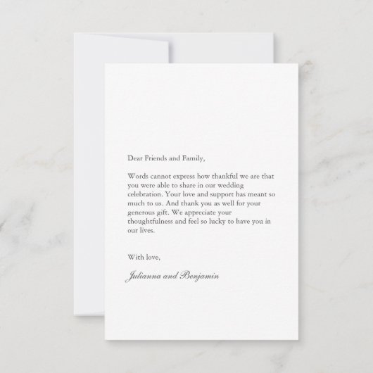 Minimalistisch Art Deco Wedding Custom Message Fot Dankeskarte (Rückseite)