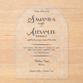 Minimalistisch Art Deco White Black Foto UAWG Wedd Acryleinladungen (Vorderseite)