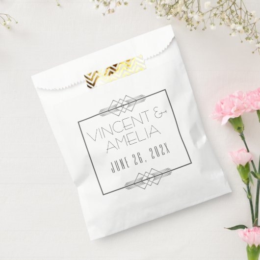 Minimalistisch Art Deco White Custom Wedding Geschenktütchen (Versiegelt)