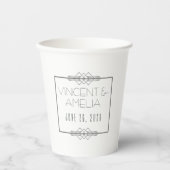 Minimalistisch Art Deco White Custom Wedding Pappbecher (Vorderseite)