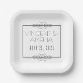 Minimalistisch Art Deco White Custom Wedding Pappteller (Vorderseite)