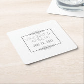 Minimalistisch Art Deco White Custom Wedding Rechteckiger Pappuntersetzer (angewinkelt)