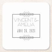 Minimalistisch Art Deco White Custom Wedding Rechteckiger Pappuntersetzer (Vorderseite)
