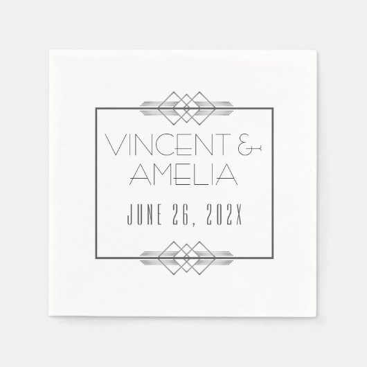 Minimalistisch Art Deco White Custom Wedding Serviette (Vorderseite)