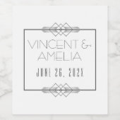 Minimalistisch Art Deco White Custom Wedding Weinetikett (Einzelnes Label)