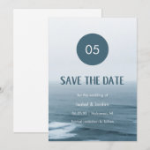 Minimalistisch Art Waves Beach Hochzeit Save the D Date (Vorne/Hinten)