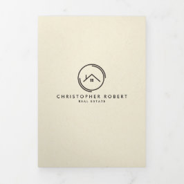 Minimalistisch-Aus-Weiß-Faltenkarte des realen Anw Dreifach Gefaltete Karte