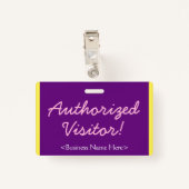 Minimalistisch "Autorisierter Besucher!" Abzeichen Ausweis (Rückseite mit Klammer)