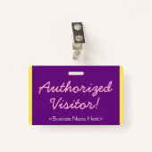 Minimalistisch "Autorisierter Besucher!" Abzeichen Ausweis (Vorderseite mit Klammer)