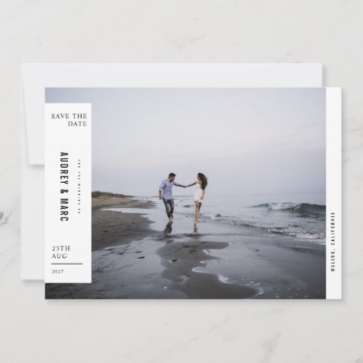 Minimalistisch Avant Garde Foto Wedding Save The Date (Vorderseite)