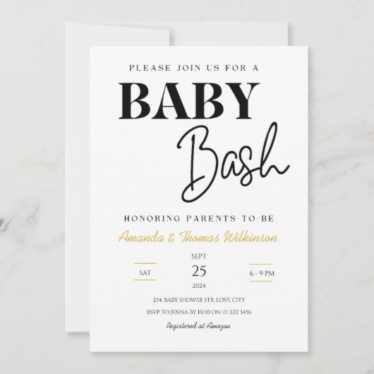 Minimalistisch Baby Bash Couples Kinderdusche Einladung (Vorderseite)