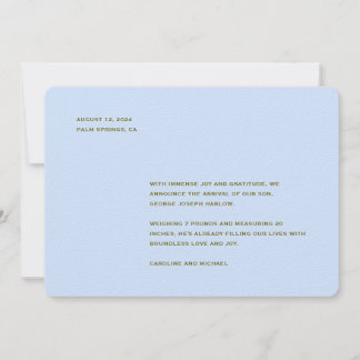 Minimalistisch Baby Blue Boy Birth Ankündigung