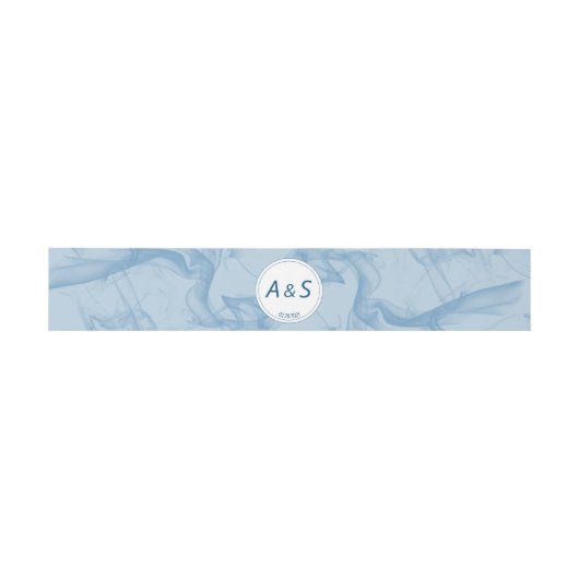 Minimalistisch Baby Blue Initials Date Wedding Einladungsbanderole (Flach)