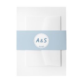 Minimalistisch Baby Blue Initials Date Wedding Einladungsbanderole