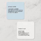 Minimalistisch Baby Blue Quadratische Visitenkarte (Vorne/Hinten)