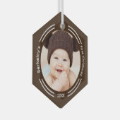 Minimalistisch Baby Foto Brown Erstes Weihnachtsfe Ornament Aus Glas (Vorderseite Rechts)