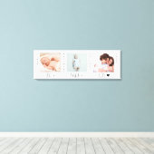 Minimalistisch Baby Foto Trio Birth Keepake Leinwanddruck (Insitu (Holzboden))