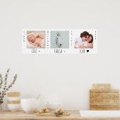 Minimalistisch Baby Foto Trio Birth Keepake Poster (Küche)