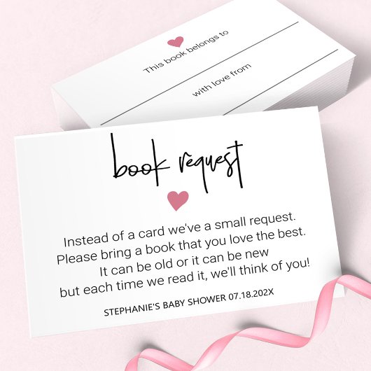 Minimalistisch Baby Girl Duschbuch Anfrage Buchzei Mitteilungskarte