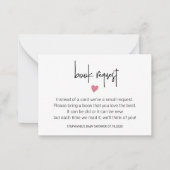 Minimalistisch Baby Girl Duschbuch Anfrage Buchzei Mitteilungskarte (Vorderseite)