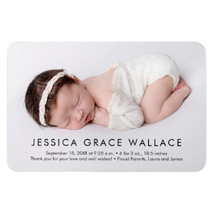Minimalistisch Baby Girl Name Foto Geburtsankündig Magnet