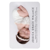 Minimalistisch Baby Girl Name Foto Geburtsankündig Magnet (Vertikal)
