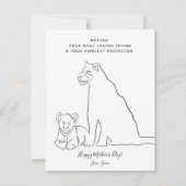 Minimalistisch Baby Lion Line Art Mother Day Card (Vorderseite)