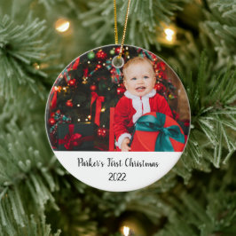 Minimalistisch Baby Newborn First Christmas Foto Keramik Ornament