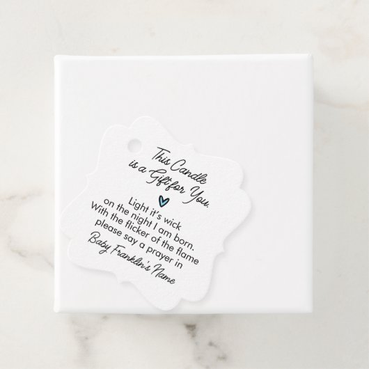 Minimalistisch Baby Shower Baby Boy Candle Geschenkanhänger (Beispiel)