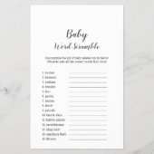 Minimalistisch Baby Shower Baby Word Scramble Game Flyer (Vorne)