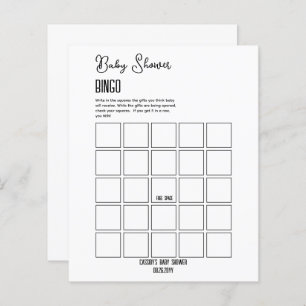 Minimalistisch Baby Shower Bingo