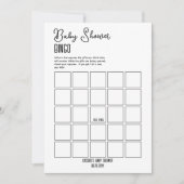 Minimalistisch Baby Shower Bingo Einladung (Vorderseite)
