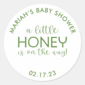 Minimalistisch Baby Shower Honey Classic Round Sti Runder Aufkleber (Vorderseite)