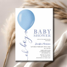Minimalistisch Baby Shower Oh Boy Blue Balloon