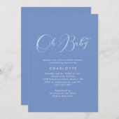 Minimalistisch Baby Shower Script Blaue Einladung (Vorne/Hinten)