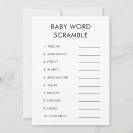 Minimalistisch Baby Word Scramble Baby Showspiel Einladung
