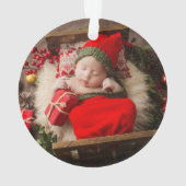 Minimalistisch Baby's First Christmas Foto Ornamen Ornament (Rückseite)