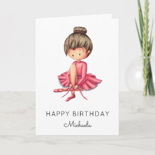 Minimalistisch Ballerina Pink Tutu Girl Geburtstag Karte
