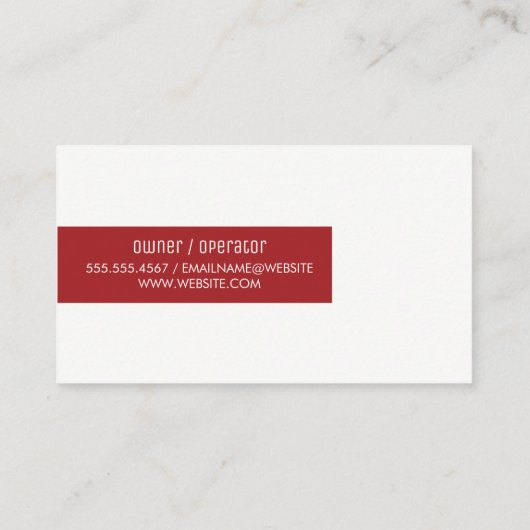 Minimalistisch / Bar Akzent (rot) Visitenkarte (Rückseite)